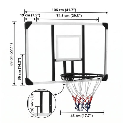 Panneau de basket mural en polycarbonate — 3 tailles au choix