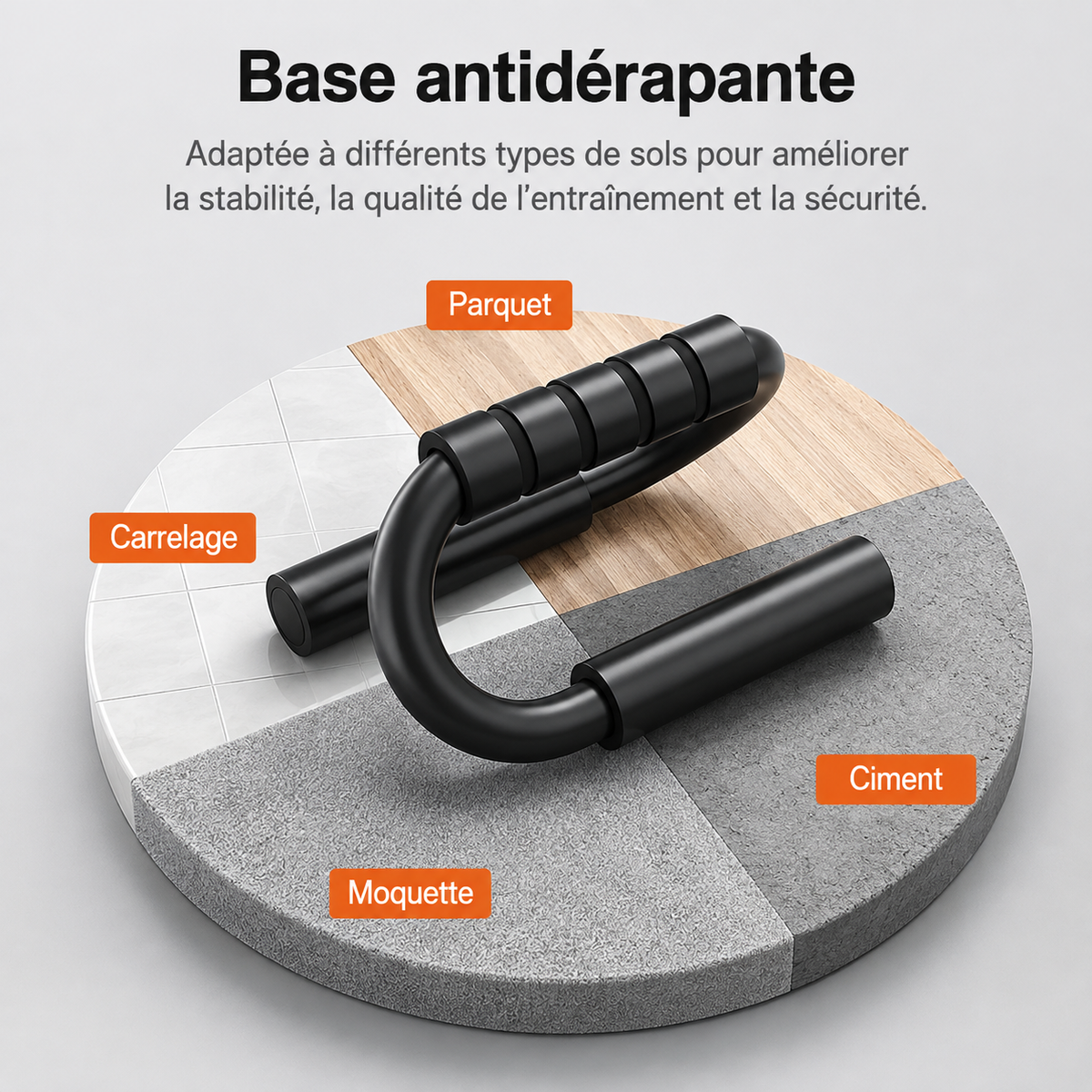 Poignées de pompes en S — acier, mousse antidérapante, musculation à domicile