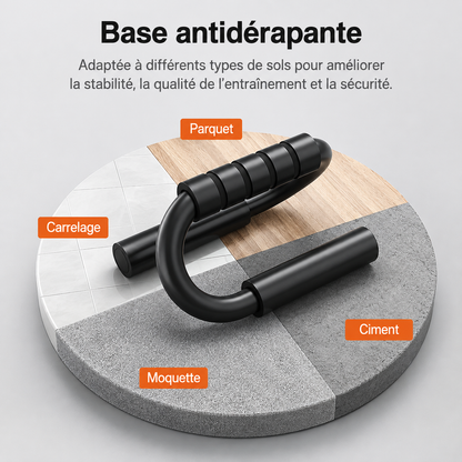 Poignées de pompes en S — acier, mousse antidérapante, musculation à domicile