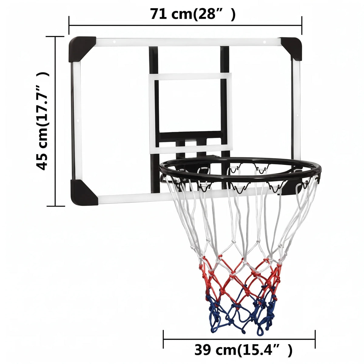 Panneau de basket mural en polycarbonate — 3 tailles au choix