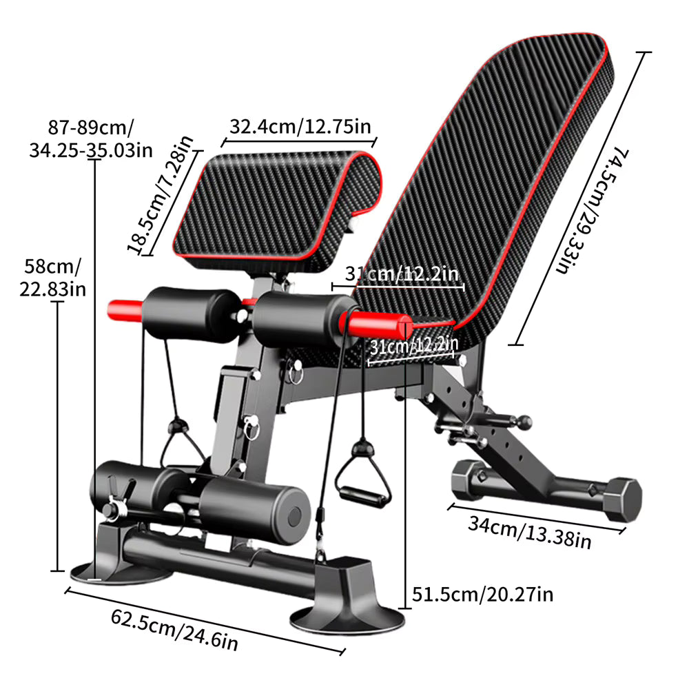 Banc de musculation pliable — dossier réglable 5 positions, entraînement à domicile