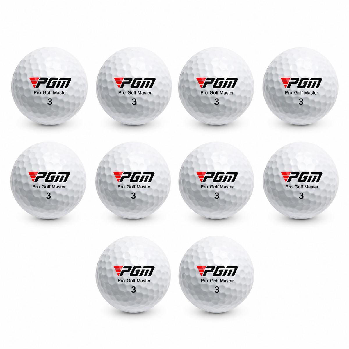 Lot de balles de golf blanches PGM à construction 3 couches, marquage PGM et numéro