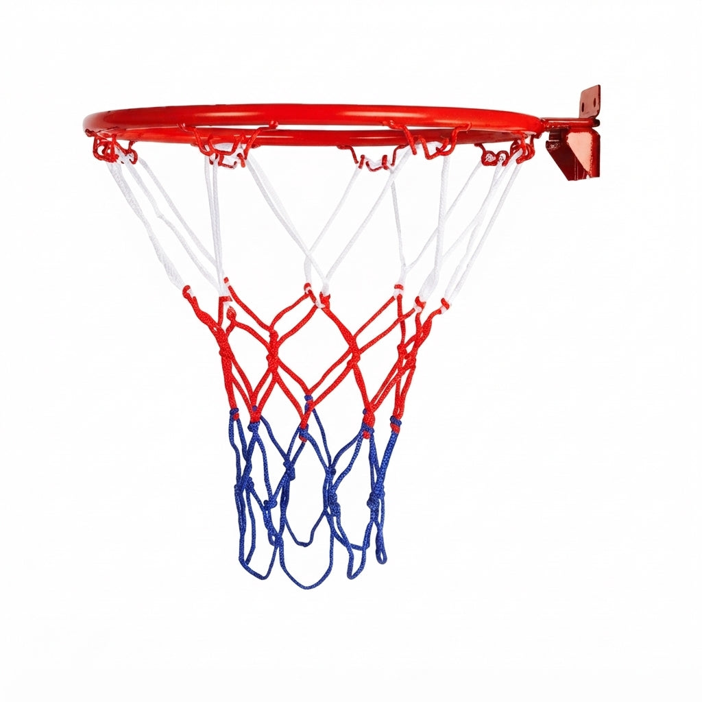 Cerceau de basket mural en acier rouge de 32 cm avec filet tricolore rouge, blanc et bleu