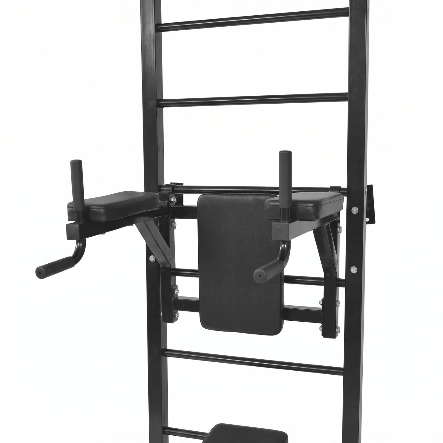 Station de traction et dips murale 3 en 1 — barre, dips, banc abdos, charge 110 kg