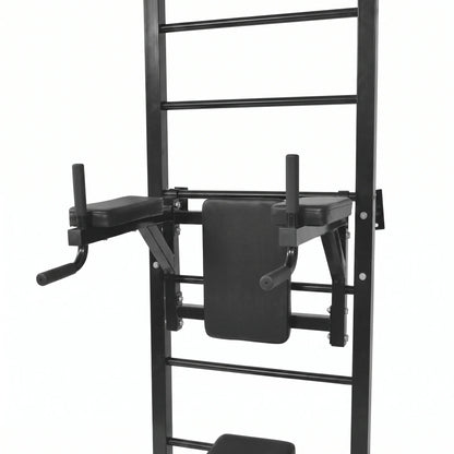Station de traction et dips murale 3 en 1 — barre, dips, banc abdos, charge 110 kg