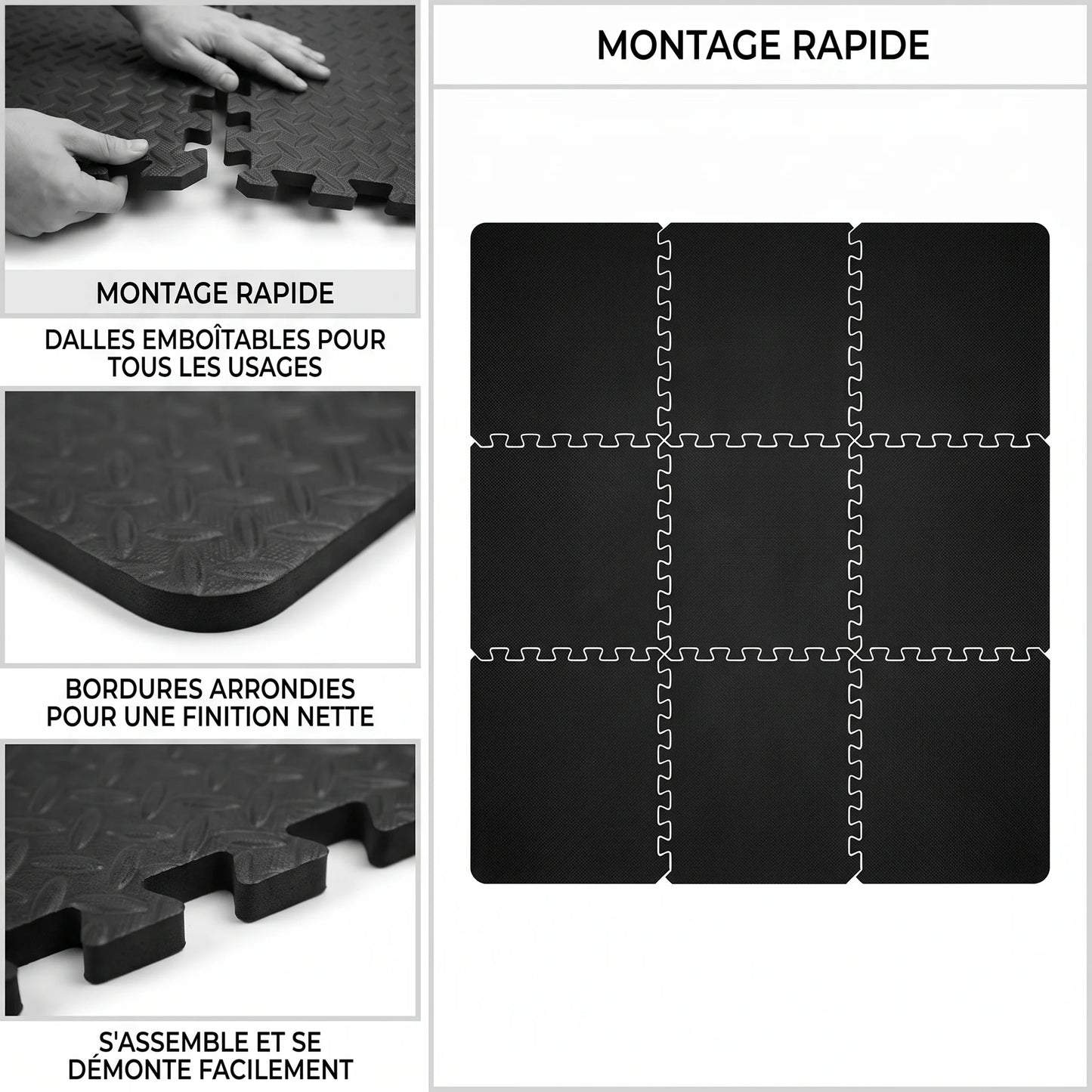 Dalles de sol en mousse EVA emboîtables — tapis de gym antidérapant, lot au choix