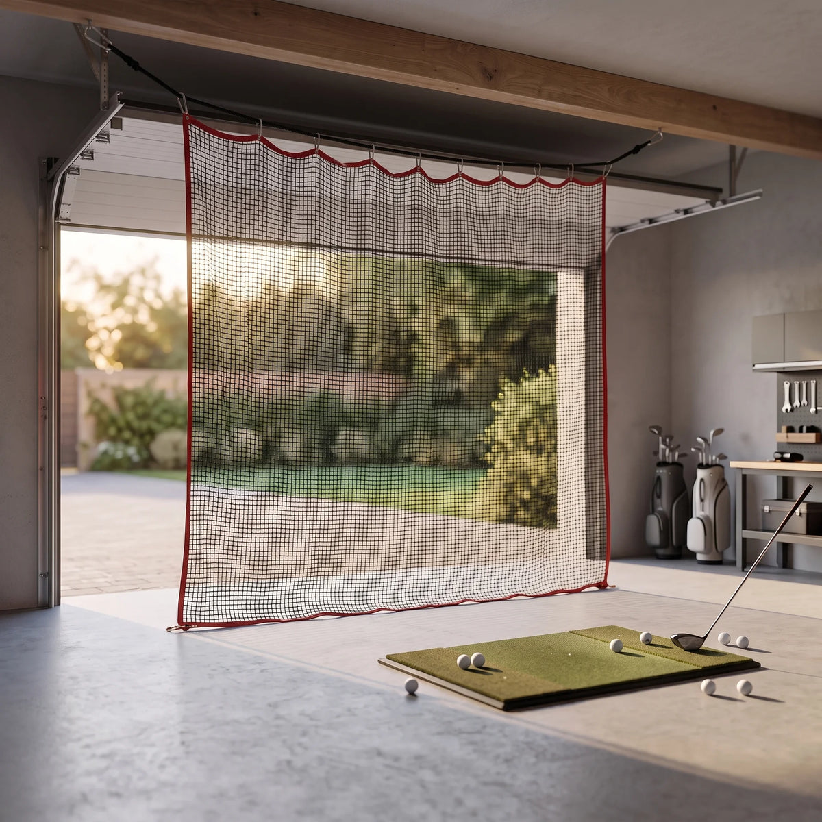 Filet de practice golf 300 x 300 cm — corde et 10 mousquetons inclus
