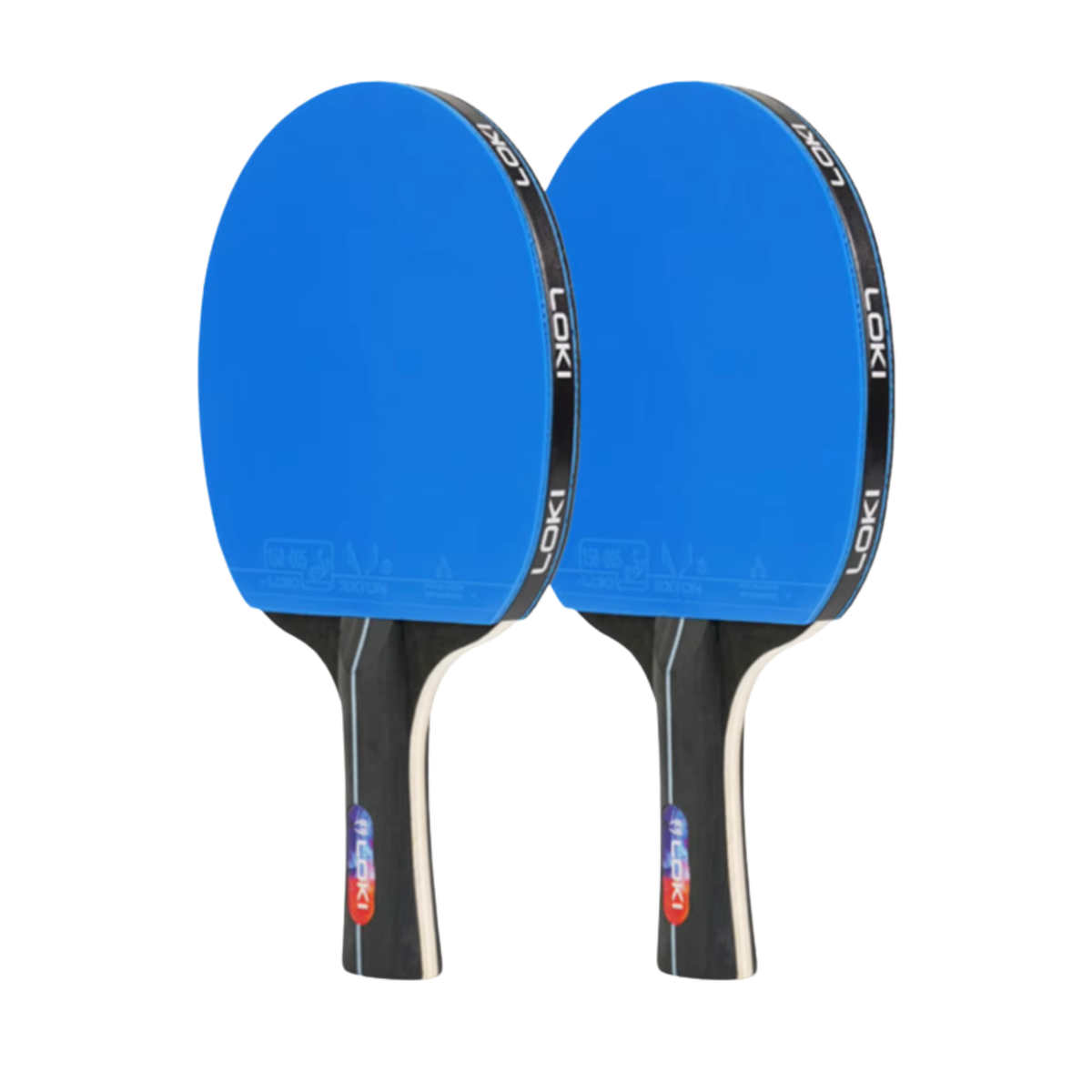 Lot de 2 raquettes de ping-pong LOKI K5000 à revêtement bleu et manche FL
