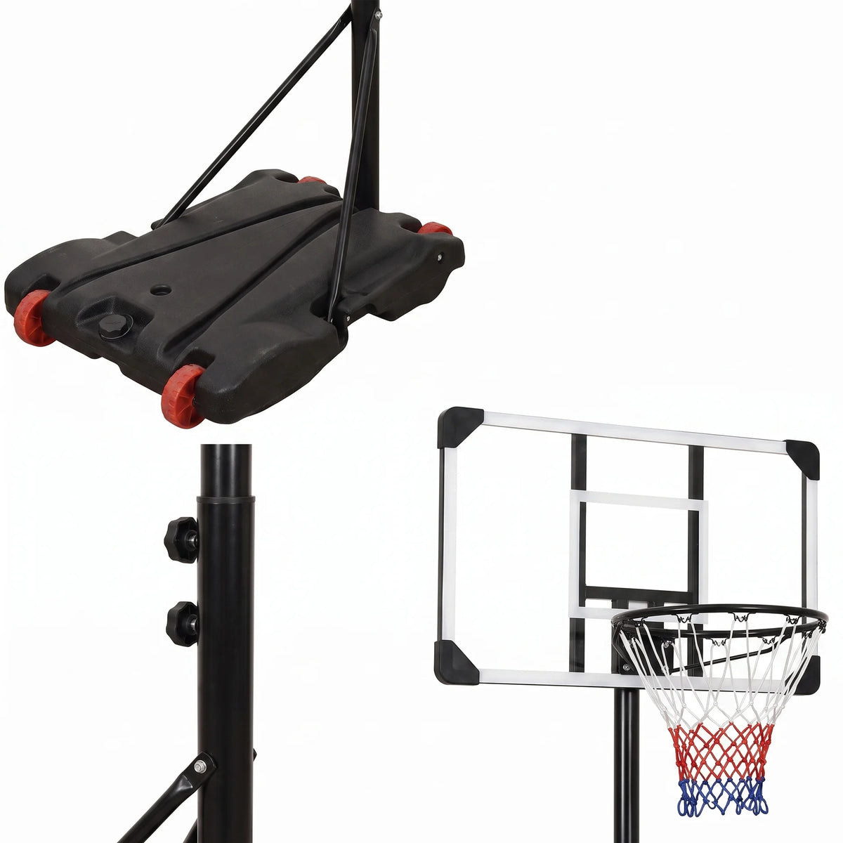 Panier de basket enfant sur pied réglable 216-250 cm — mobile sur roulettes, panneau polycarbonate