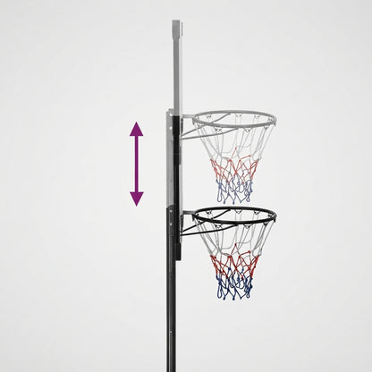 Illustration du réglage en hauteur de l'anneau du panier de basket
